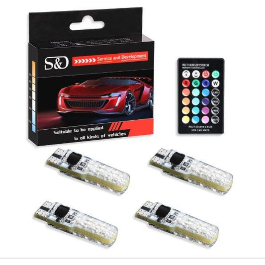 4Pcs 501 LED Car Light RGB With Remote Control - CuSToMod