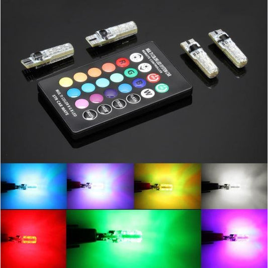 4Pcs 501 LED Car Light RGB With Remote Control - CuSToMod